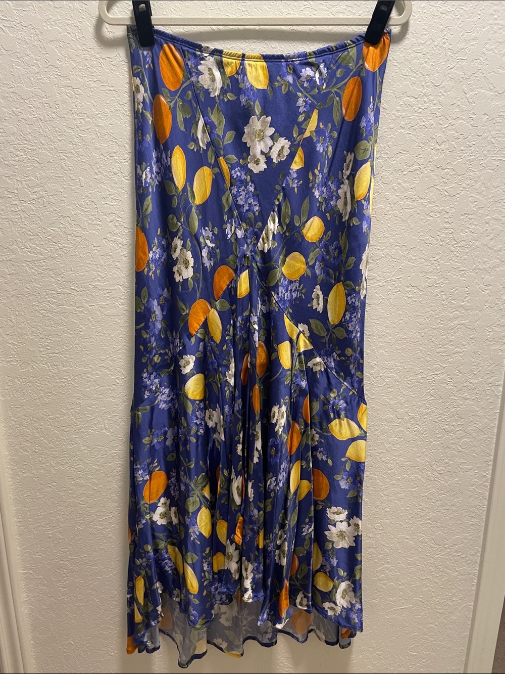 Corey Lynn Calter Blue Floral & Lemon Print Midi Skirt